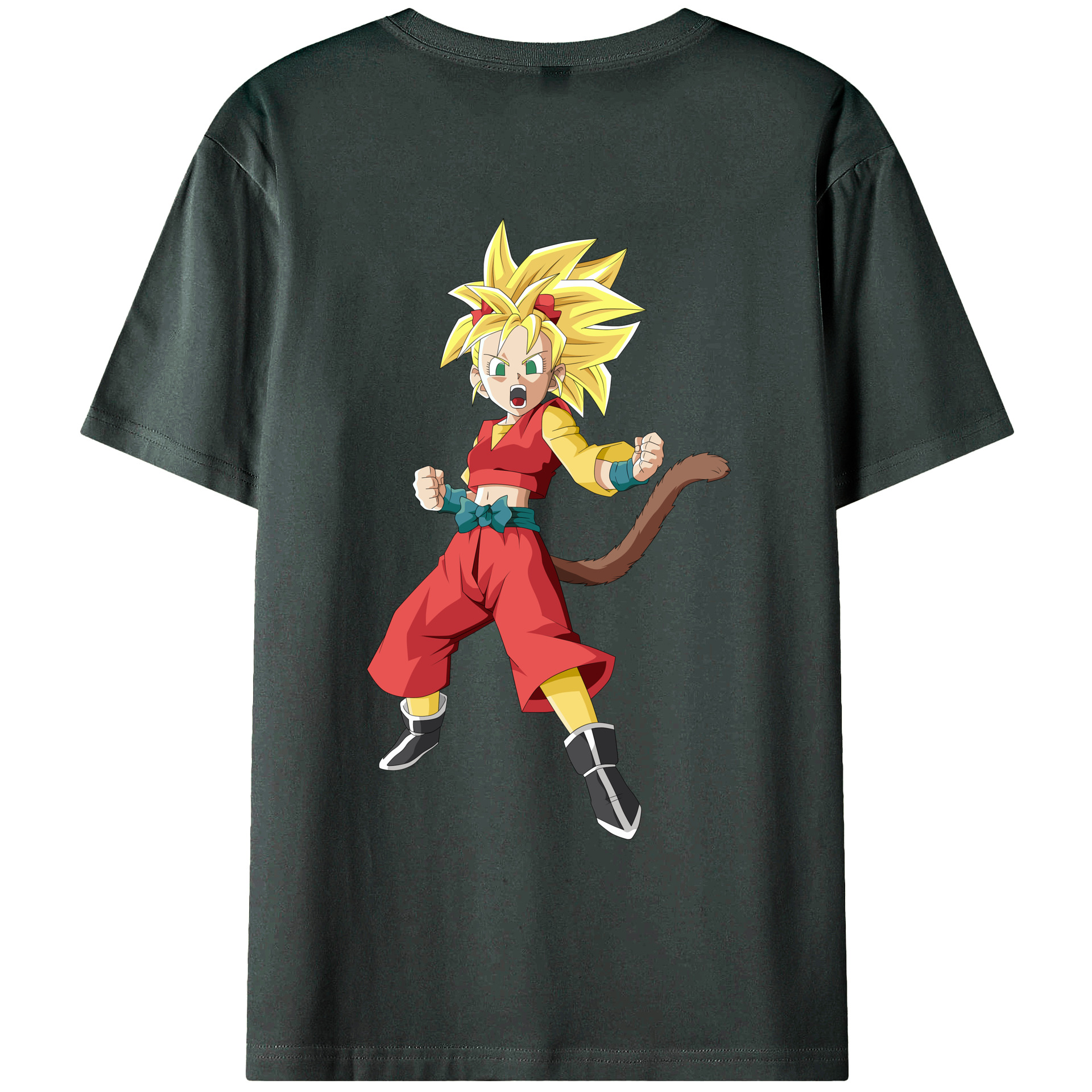 （画像用） ドラゴンボール カリフラ DRAGON BALL Caulifla 綿100％ メンズ半袖Tシャツ（バックプリント） 通気性
